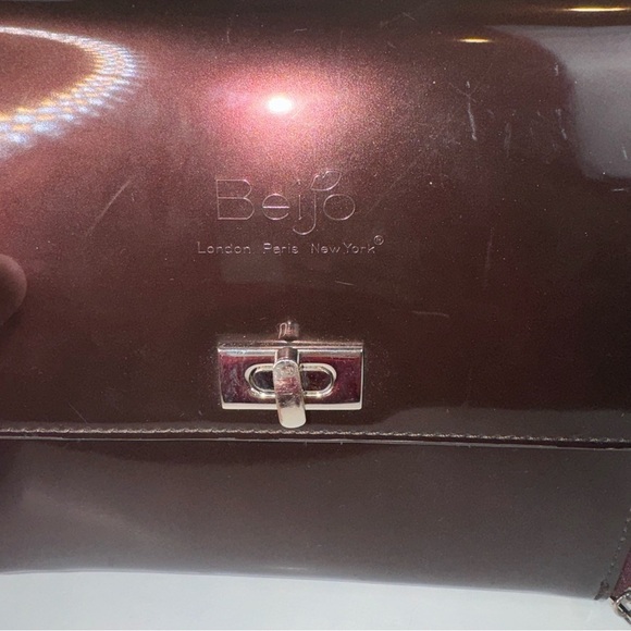 Beijo Brown Patent Top Handle Handbag Crossbody - Picture 10 of 16